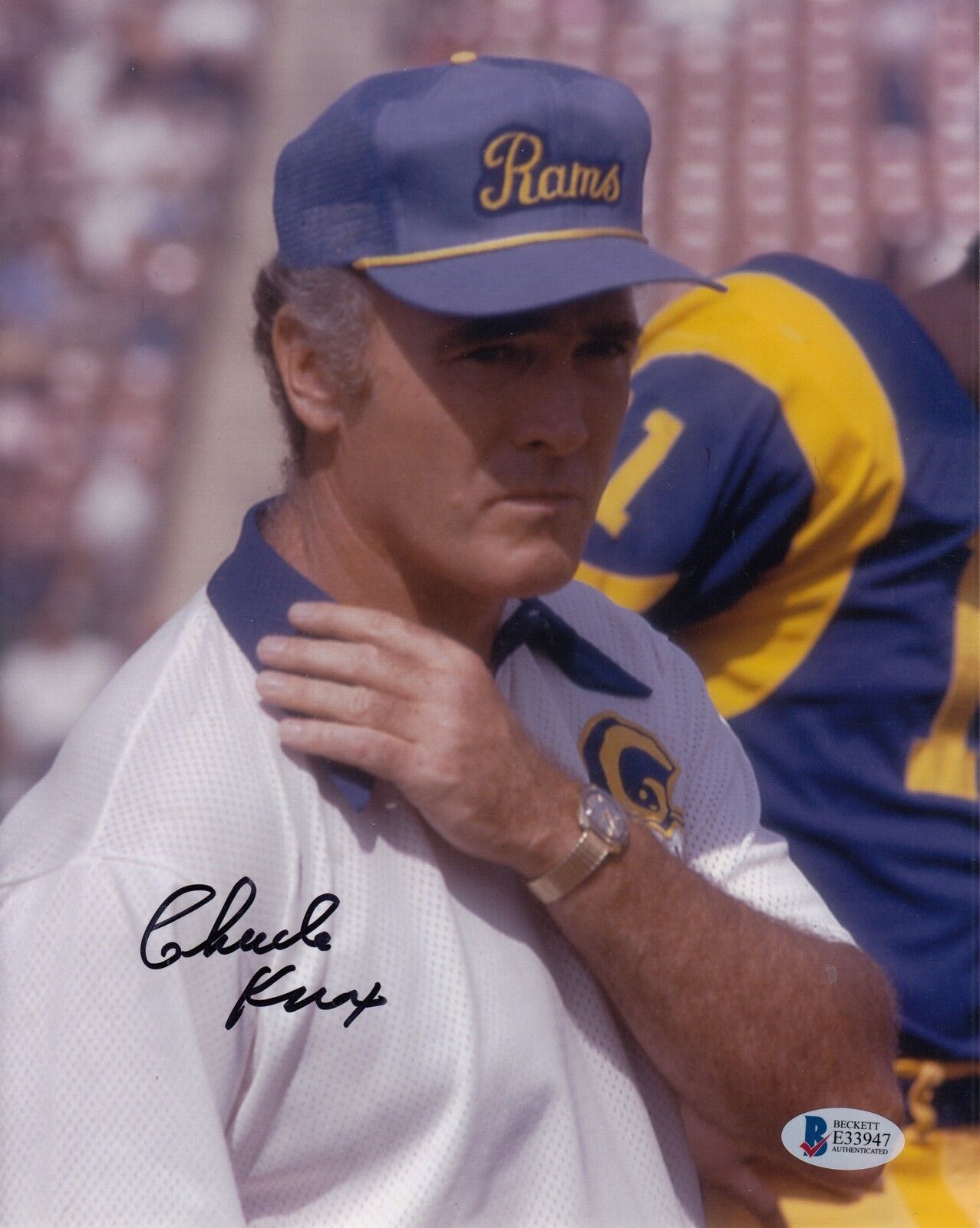 Chuck Knox #0 Signed 8x10 Photo Poster painting Beckett Certified Los Angeles Rams 082618