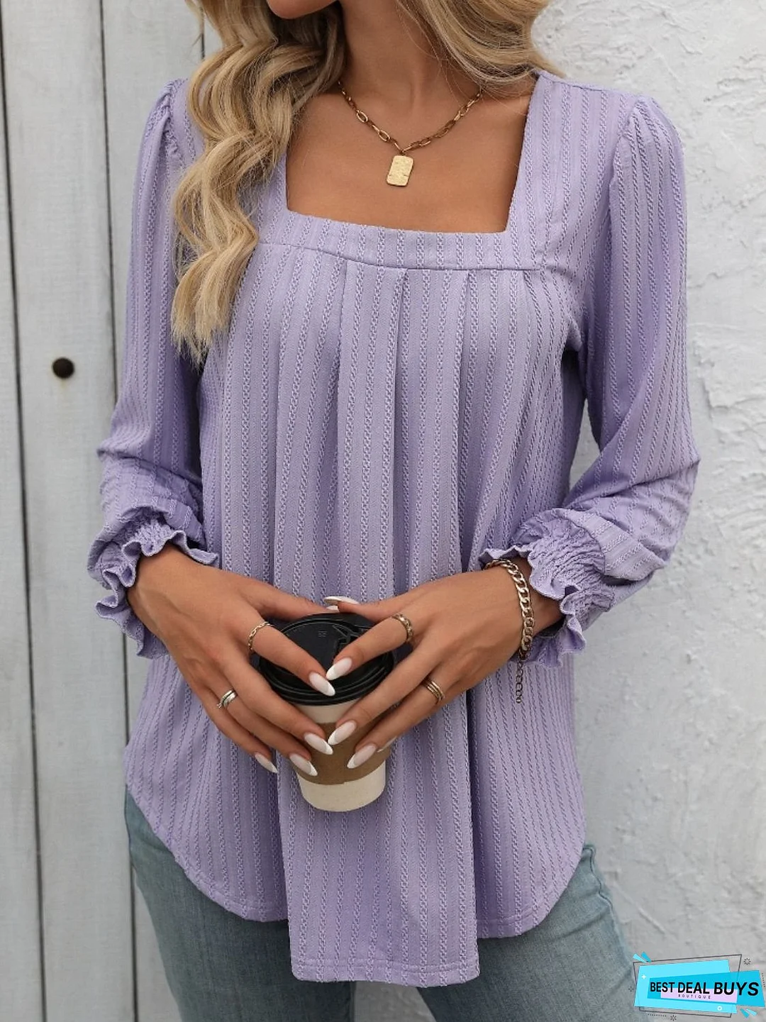 Square Neck Long Sleeve Top