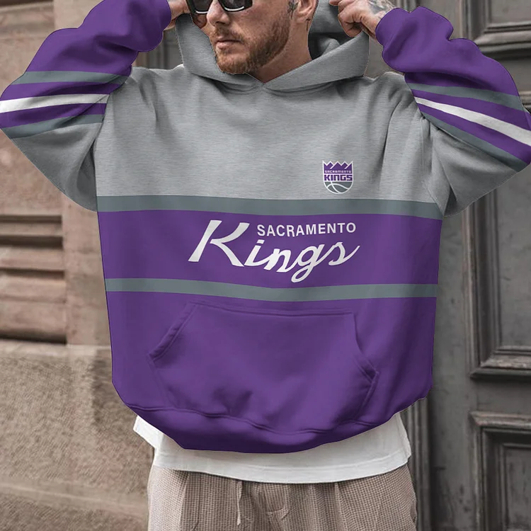 Sacramento Kings Printed Hooded Pocket Pullover Hoodie