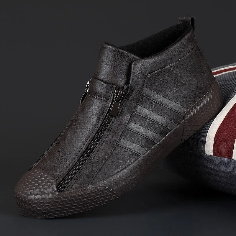 Fashion Casual Men Plush Shoes Outdoor Non-slip Wear-resisting Male Sneaker Winter High-top Warm Lined Footwear All-match Trend