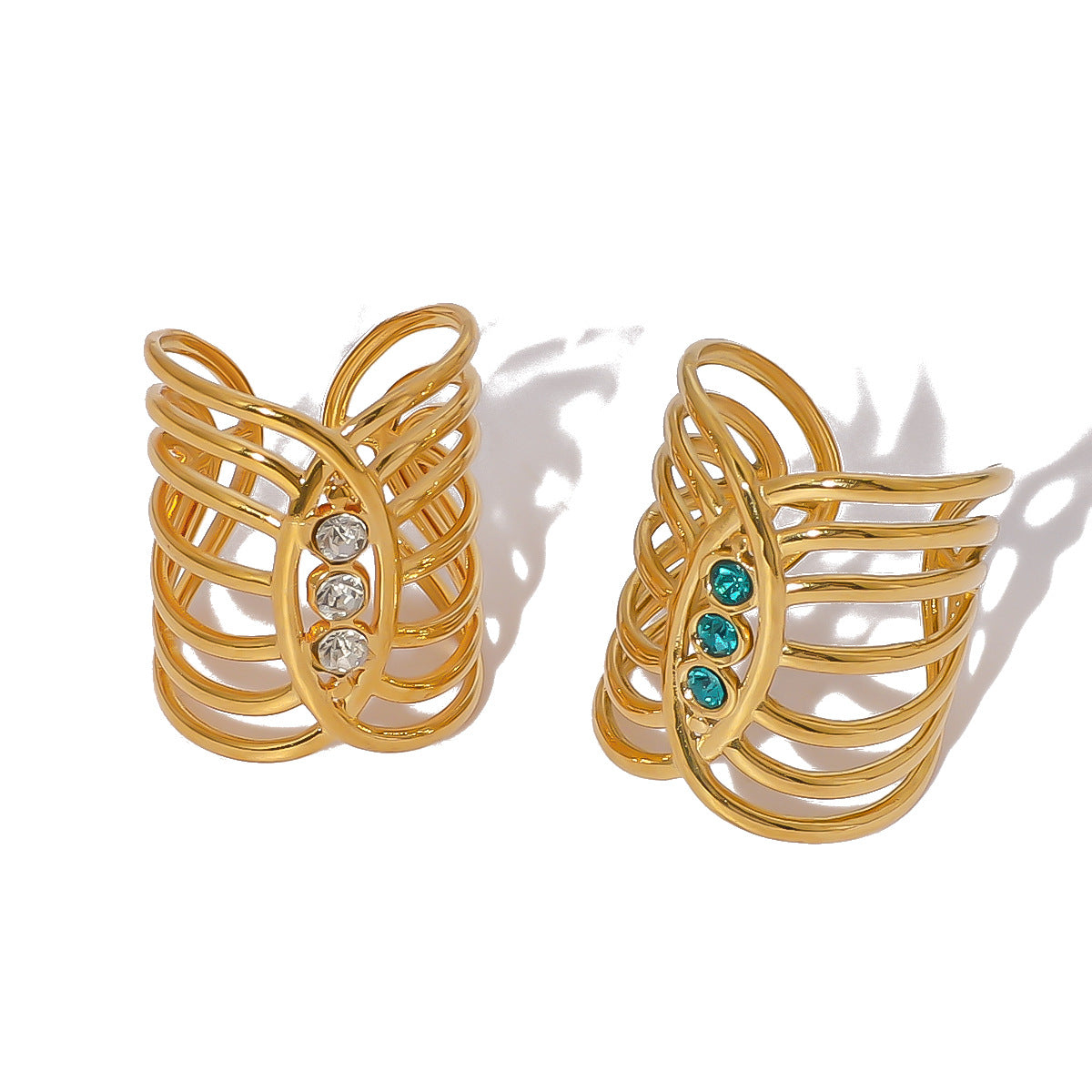 Unisex IG Style Ellipse Round Geometric Stainless Steel Electroplating Rings