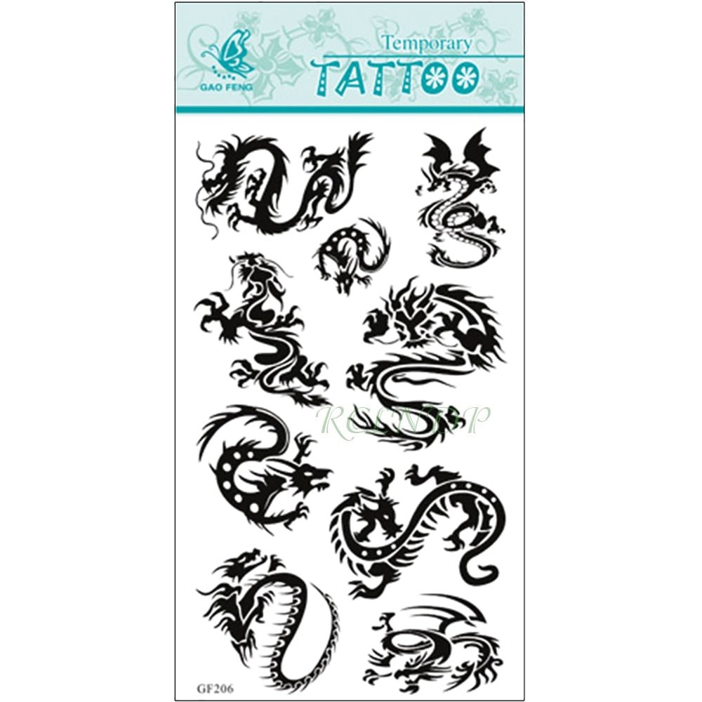 Waterproof Temporary Tattoo Sticker dragons China totem tatto stickers flash tatoo fake tattoos for men women