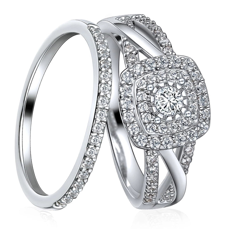 Elegant Square Copper Plating Inlay Zircon White Gold Plated Gold Plated Rings