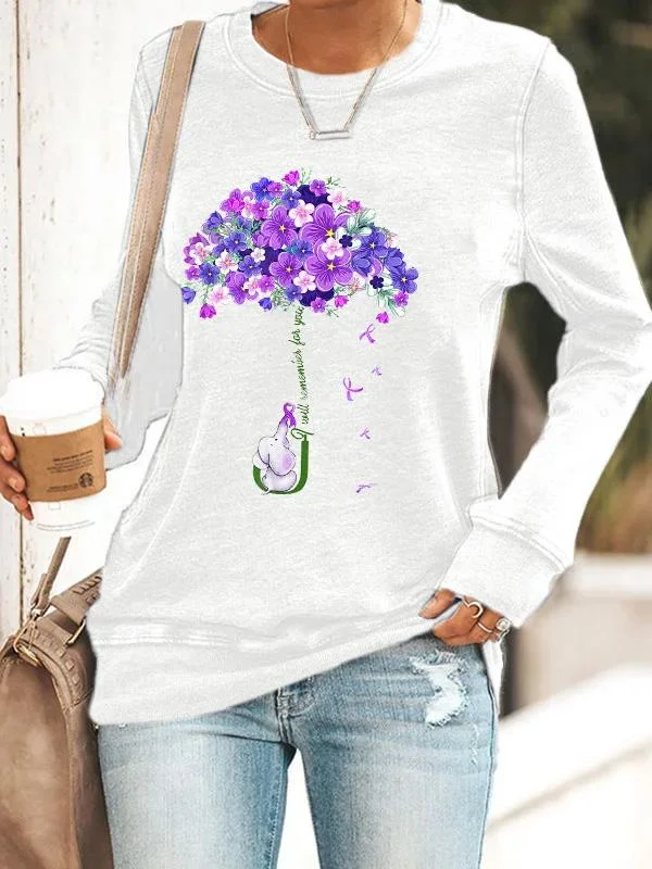 I Will Remember For You Dementia Alzheimer's Disease Awareness Graphic Printed Women's Casual Sweatshirt socialshop