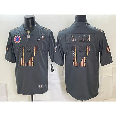 Men's Buffalo Bills #17 Josh Allen Grey USA Flag Vapor Limited Jersey CUF1