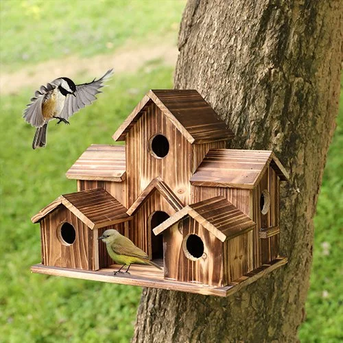 🔥Last Day 50% OFF🔥6 Hole Handmade Natural Bird House for Backyard/Courtyard/Patio Decor