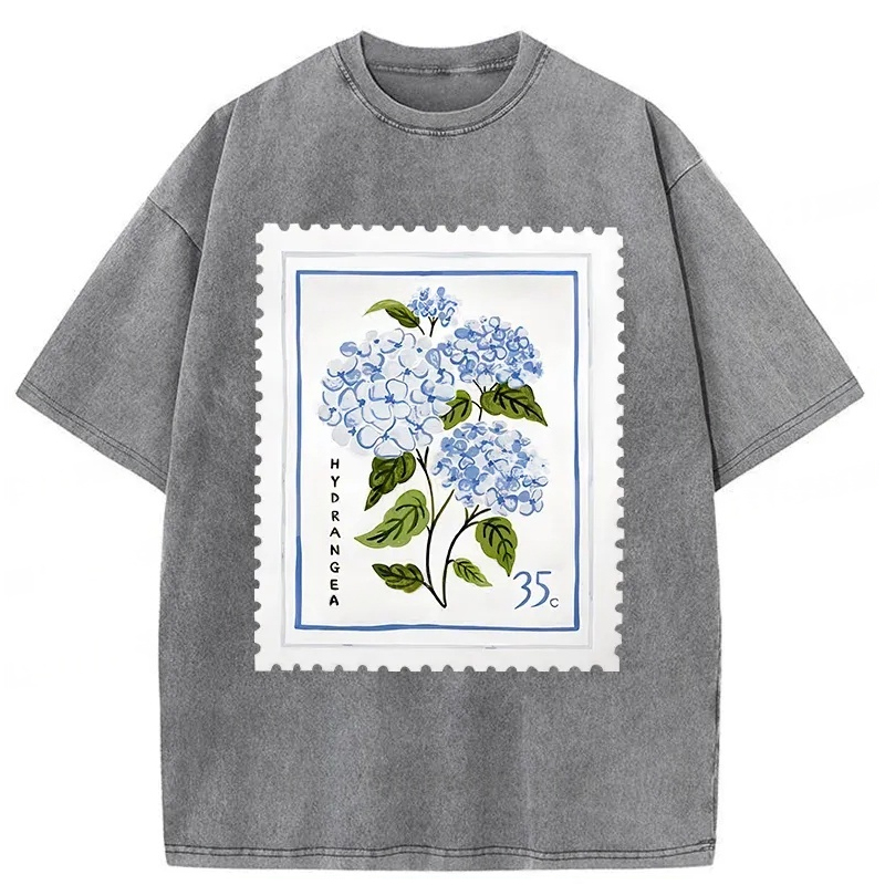 Hydrangea Stamp Washed T-shirt elevenforest
