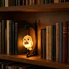 Glowing Owl Metal Bookend Lamp Iron Shelf Organizer Vintage Style