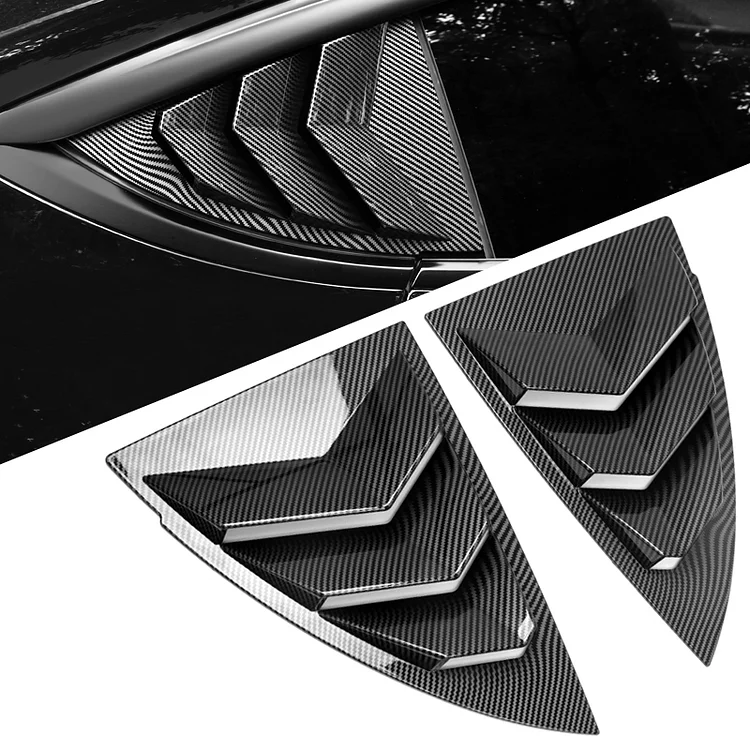 Glossy Carbon Fibre Rear Side Window Louvers Air Vent Scoop Louvers For Tesla Model Y ITN Auto