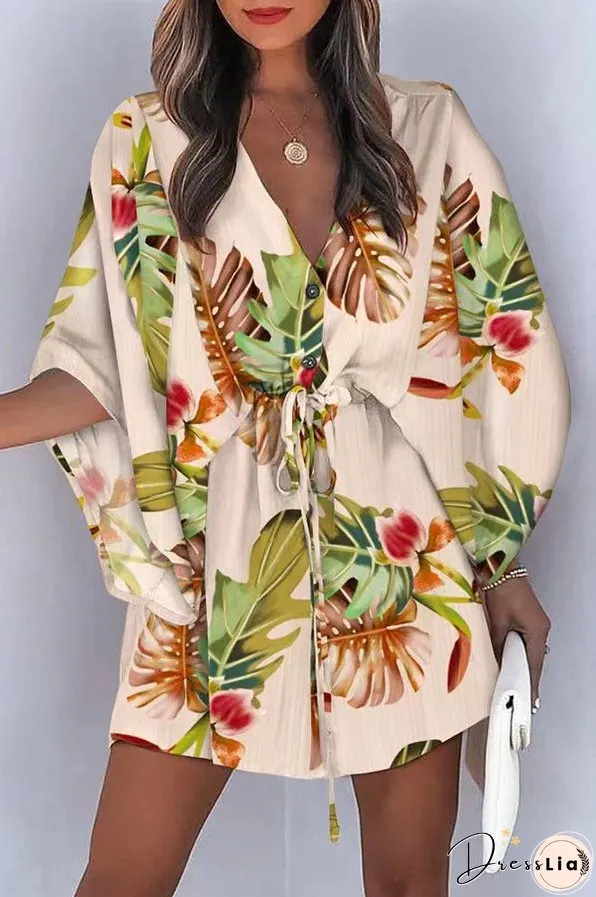Dynamic Love Printed Batwing Sleeve Dress