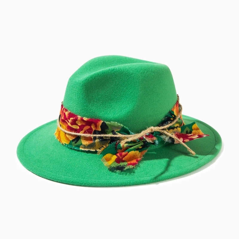 Unisex Casual Elegant Solid Color Flat Eaves Fedora Hat