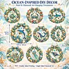 (Ocean Animanls Wreath)DIY Diamond Painting Acrylic Hanging Ornament, Double-Sided Printed Door Decoration,Pearl & Special Shaped Drill Art Home Decor