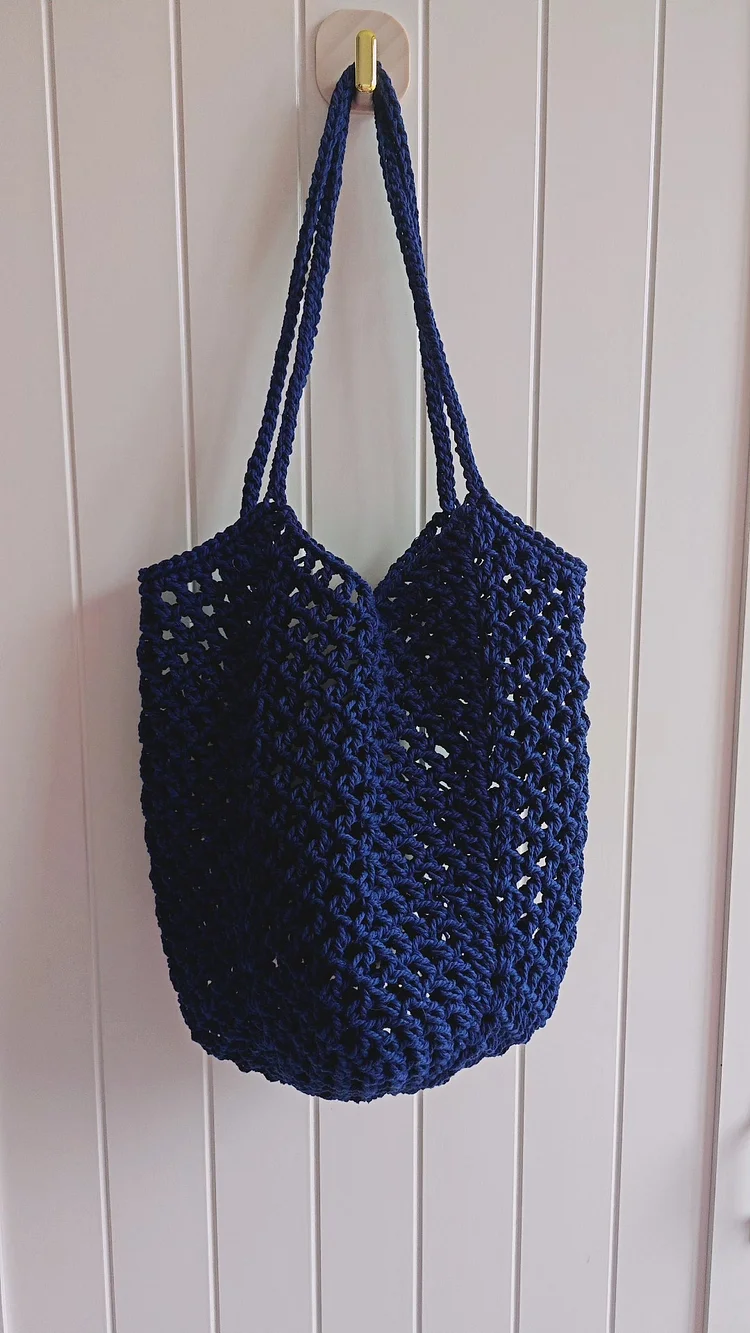 Lulusnow Handmade Navy Blue Beach Summer Bag Crochet Shoulder Bag  Minimalist Lifestyle