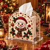 DIY Xmas Snowman Pearl Diamond Painting Acrylic Tissue Box Holder &ndash; Christmas Decor