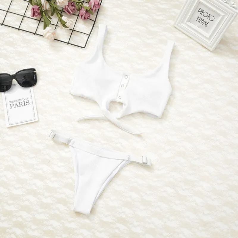 Bikinis Push Up Padded Bow Beachwear Sexy Women Swimsuits Bather Swimwear Biquini Low Waist Bikini Set Brazilian Bikini White