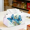 Blue Butterfly DIY PU Diamond Painting Tissue Box Kit Desktop Tissue Holder with Rhinestone Diamond Desk Decorative Tissue Box for Adults Desktop Storage Organizer