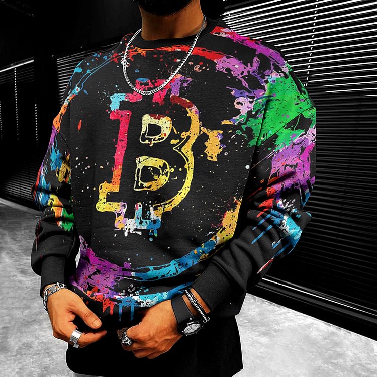 BrosWear Colorful Graffiti Street Bitcoin Casual Sweatshirt