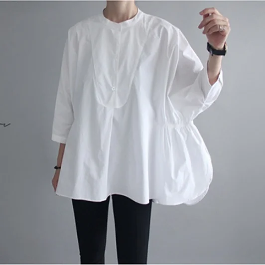Simple White Cotton Long Sleeve Shirt