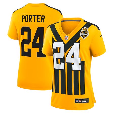 Women's Pittsburgh Steelers #24 Joey Porter Jr.  Gold Alternate 1933 Throwback Game Jersey