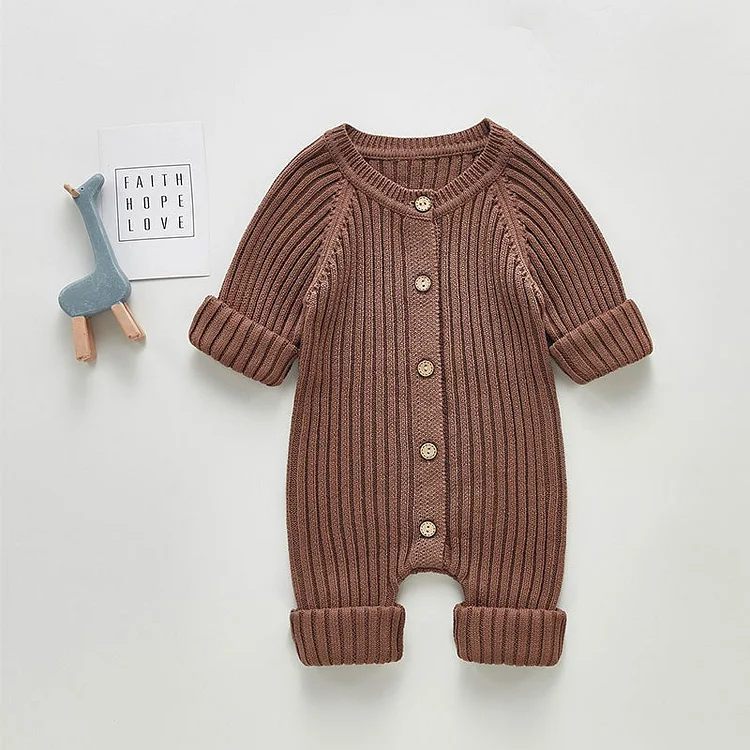 Baby Unisex Solid Color Knitted Romper