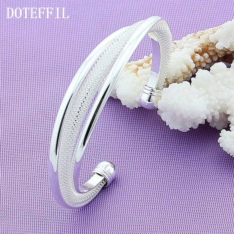 DOTEFFIL 925 Sterling Silver Network Bangle Bracelet For Woman Jewelry