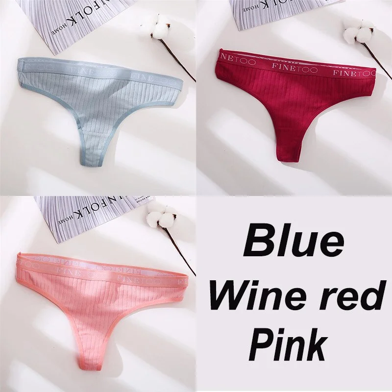 3PCS/Set Women Panties G-string Underwear Cotton Female Underpants Solid Color Briefs Lingerie Sexy Thong Panties for Woman M-XL