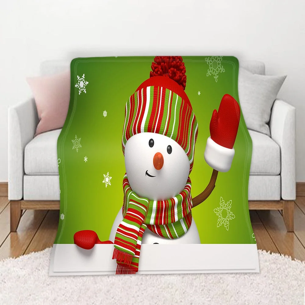 Christmas Blanket Winter Warm Decorative Sofa Living Room Rest Bed To Sleep Flannel Printed Pattern Home Blanket