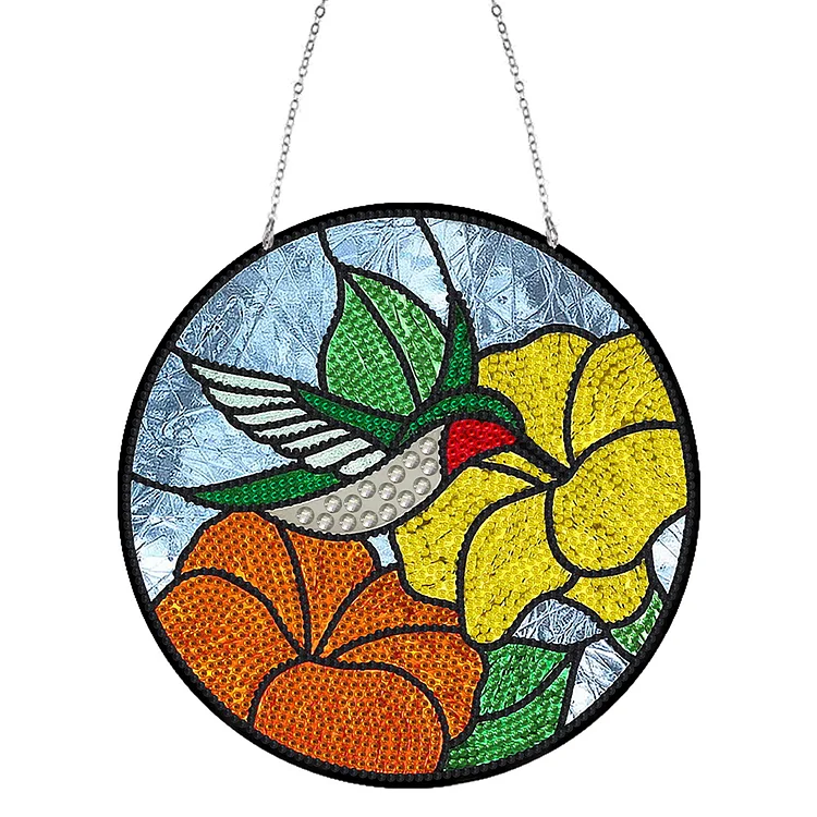 【Key-chain】DIY Diamond Drawing Pendant Colored Imitation Glass Art Crafts Wall Decoration gbfke