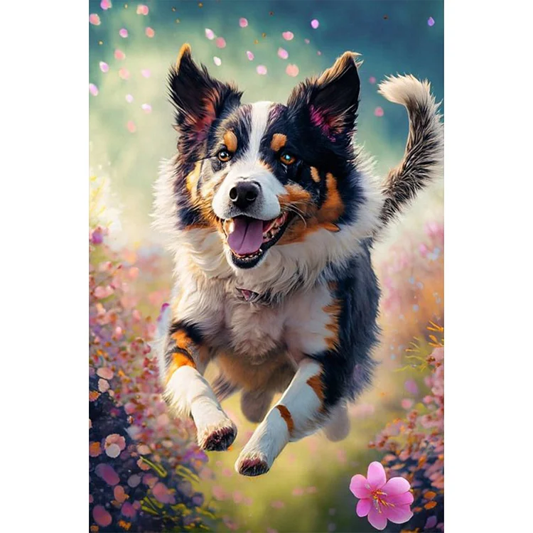 Happy Dog 40*60CM (Canvas) AB Round Drill Diamond Painting