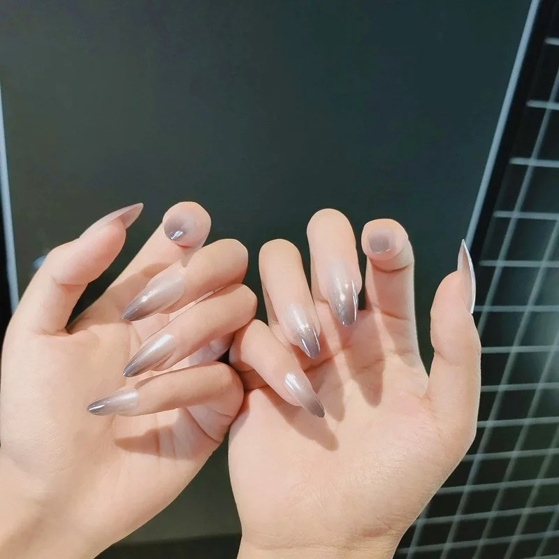 24PCS/box artificial nails with glue Gradients wear long paragraph fashion Manicure patch False nails press on for girls-Nail Inspo