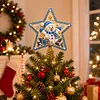 DIY Diamond Painting Christmas Tree Topper Star, Acrylic Holiday Tree Top Decoration with Spring Base, Removable Tabletop Christmas Decor