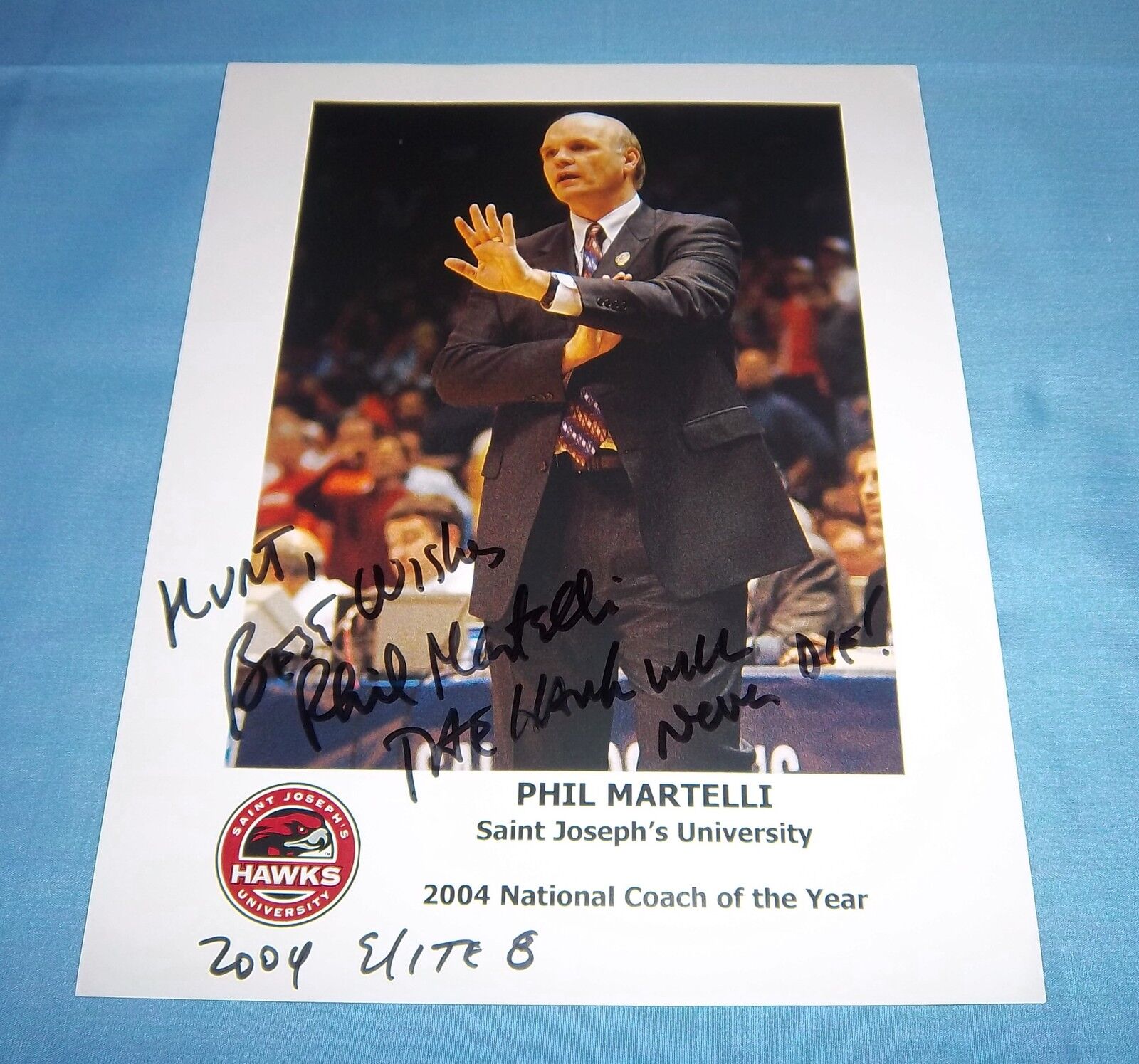 Saint Joseph's Coach Phil Martelli Signed Autographed 8.5x11 Photo Poster painting