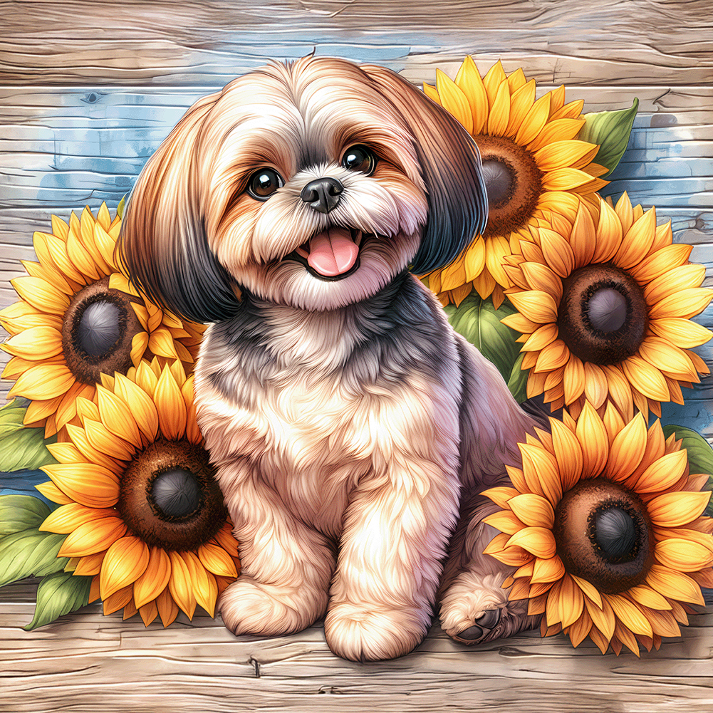 Shih Tzu 40*40cm(canvas) full round drill diamond painting