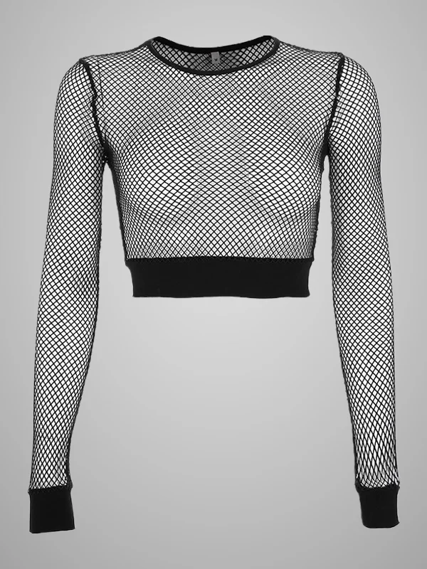 Vhiuat Women Clothes Autumn Hollow Out Bandage Mesh Long Sleeve Sexy Corset  T Shirt Night Club Y2K Gothic Crop Tops 2022 Female