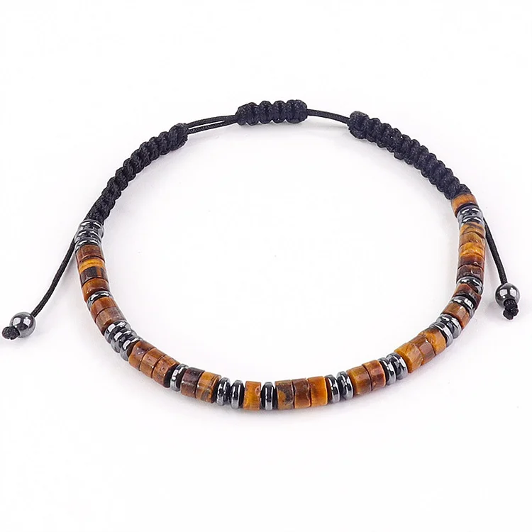 To My Grandson I'm So Proud Of You Tiger Eye Obsidian Hand Woven Morse Code Bracelet