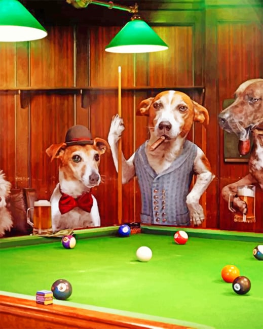 

Dogs Playing Pool While Smoking – Paint By Numbers - 40*50CM, 501 Original