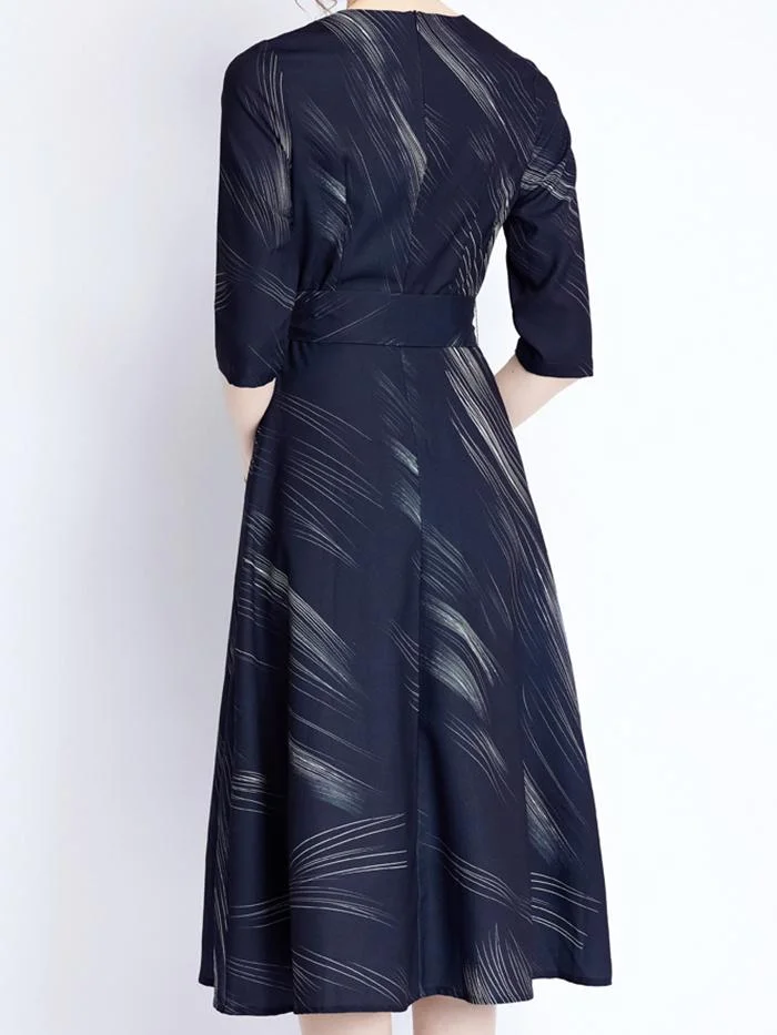 Fashion Round Neck Print Dress