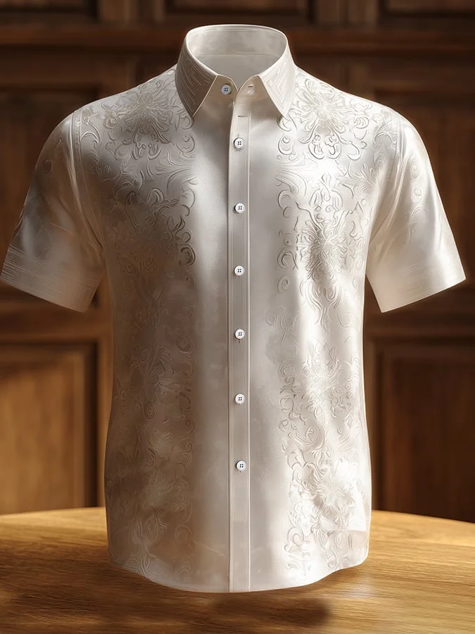 Men's Casual Retro Gentleman Satin Shirt 
