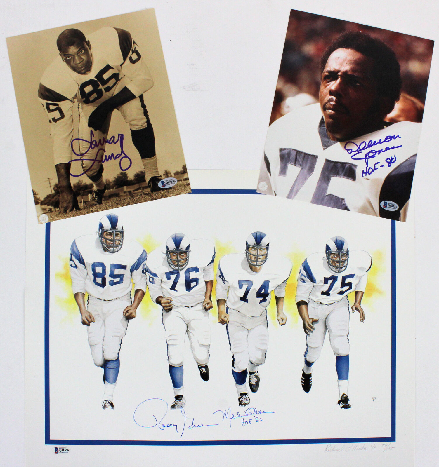 Rams Fearsome Foursome Signed Lithograph LE A/P #'d to 195 & 8x10 Photo Poster painting Lot BAS