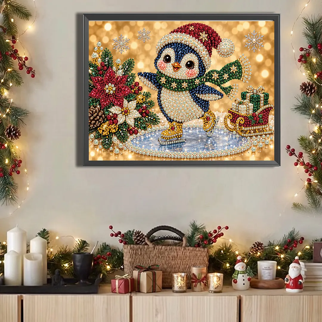 Pearl Painting Kit for Adults Christmas Penguin 15.75x11.81in