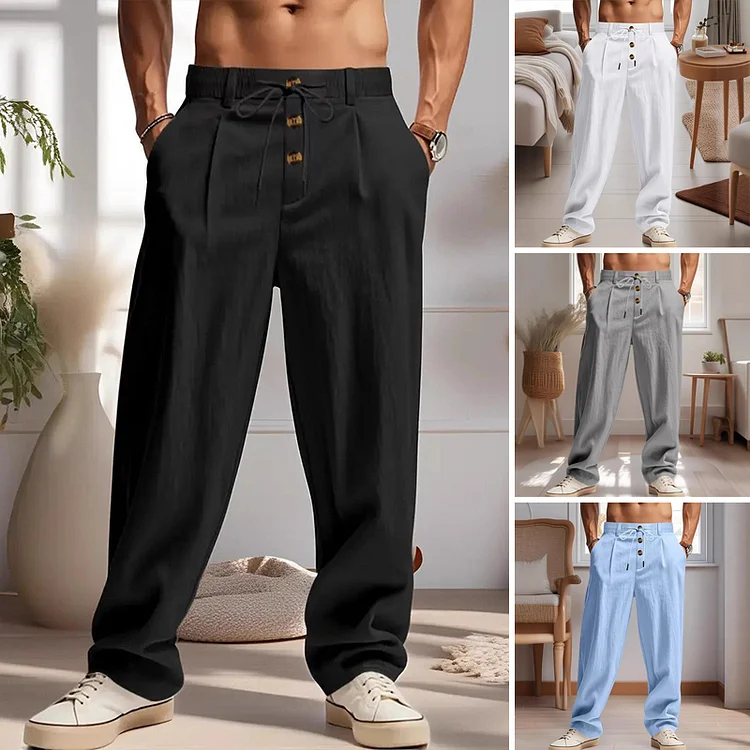 Herren-Freizeithose mit geradem Bein und Kordelzug