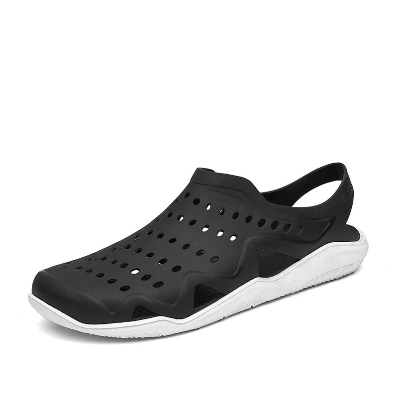 ZZFABER Men PVC Sandals Slippers Summer Hollow Out Breathable Casual Water Shoe Outdoor Lightweight Beach Sandals Non-Slip Aqua