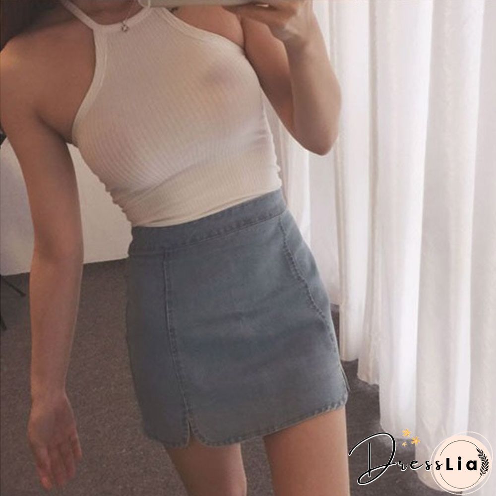 Summer Casual Knit Basic Tank Top Women Ribbed Stretchy Solid Sport Summer Crop Top Off Shoulder Sexy T Shirt