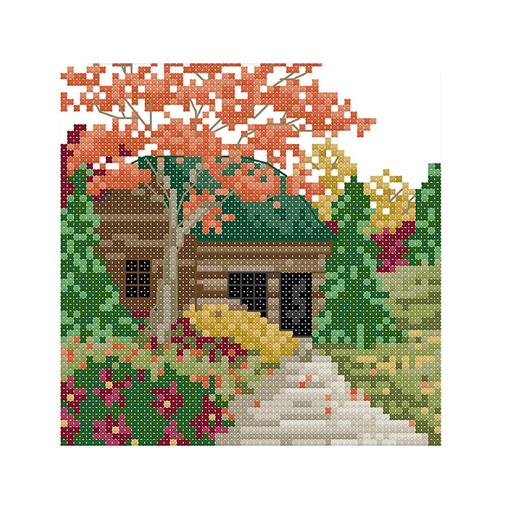 

Cabin - 14CT Stamped Cross Stitch - 16*16cm, 501 Original