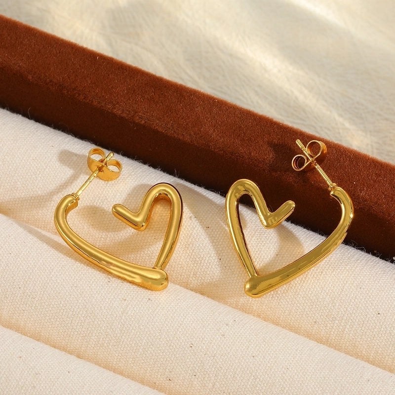 1 Pair Cute Basic Minimalist Irregular Heart Shape Plating 304 Stainless Steel 18K Gold Plated Earrings