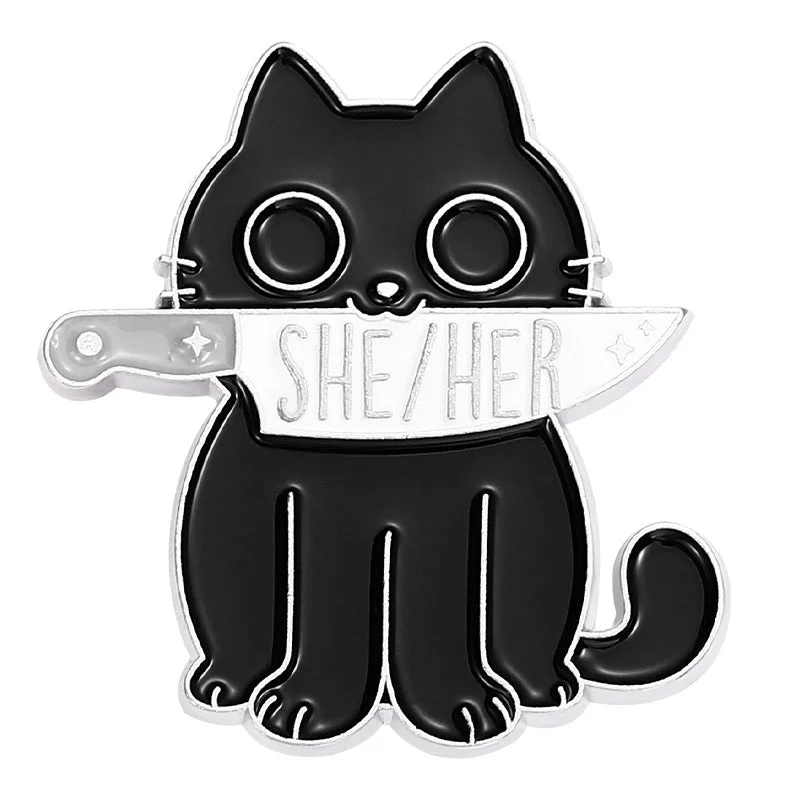 Cartoon Black Cat Pins