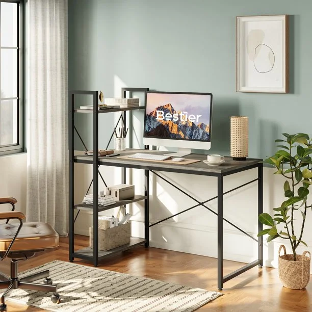 Bestier 47 inch Computer Desk with Shelves for Home Office