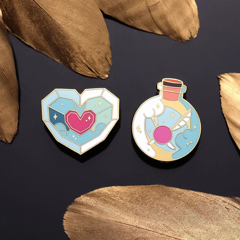 Cartoon Anime Two-dimensional Peripheral Brooch Creative Cute Game Series Shield Modeling Enamel Badge