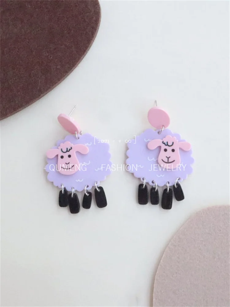Comstylish Lovely Sheep Inspired Acrylic Earrings