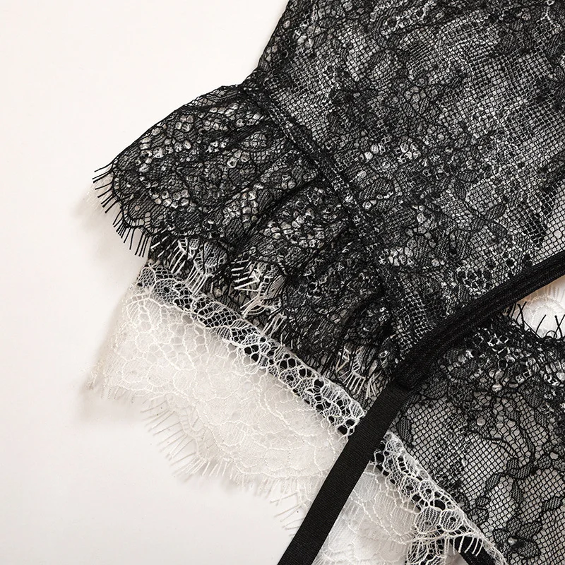 Billionm Women Lingerie Lace Bralette Set 3 Pieces Tassels Transparent Bra and Underwear Sets Sexy See Through Langerie Underwear for Sex